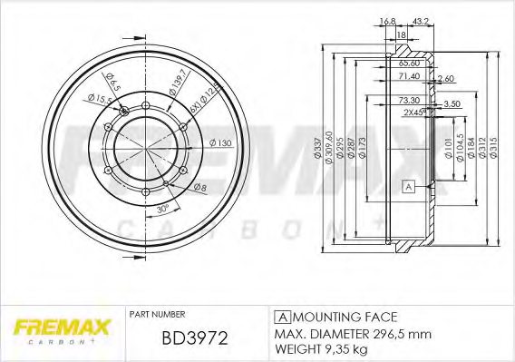 FREMAX BD-3972 Brake Drum